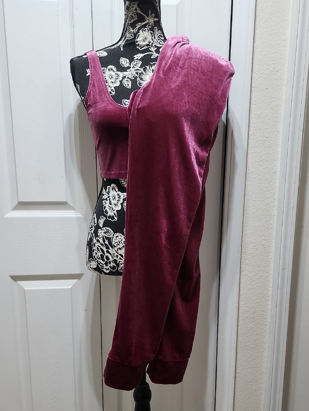 Fashion Nova Pink Velvet Two-Piece Pant Set M